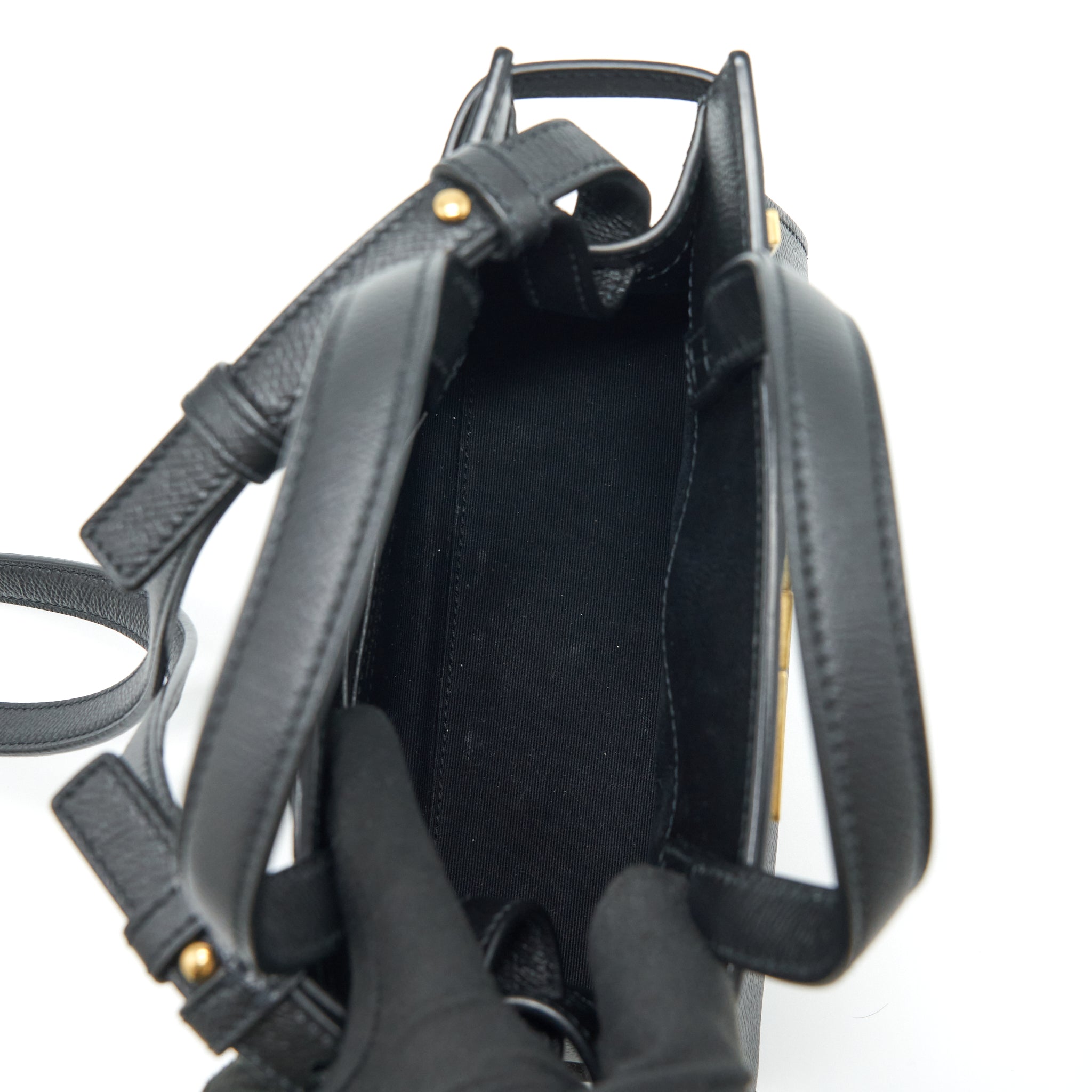 SAINT LAURENT/YSL MANHATTAN NANO SHOPPING BAG CALFSKIN BLACK GHW