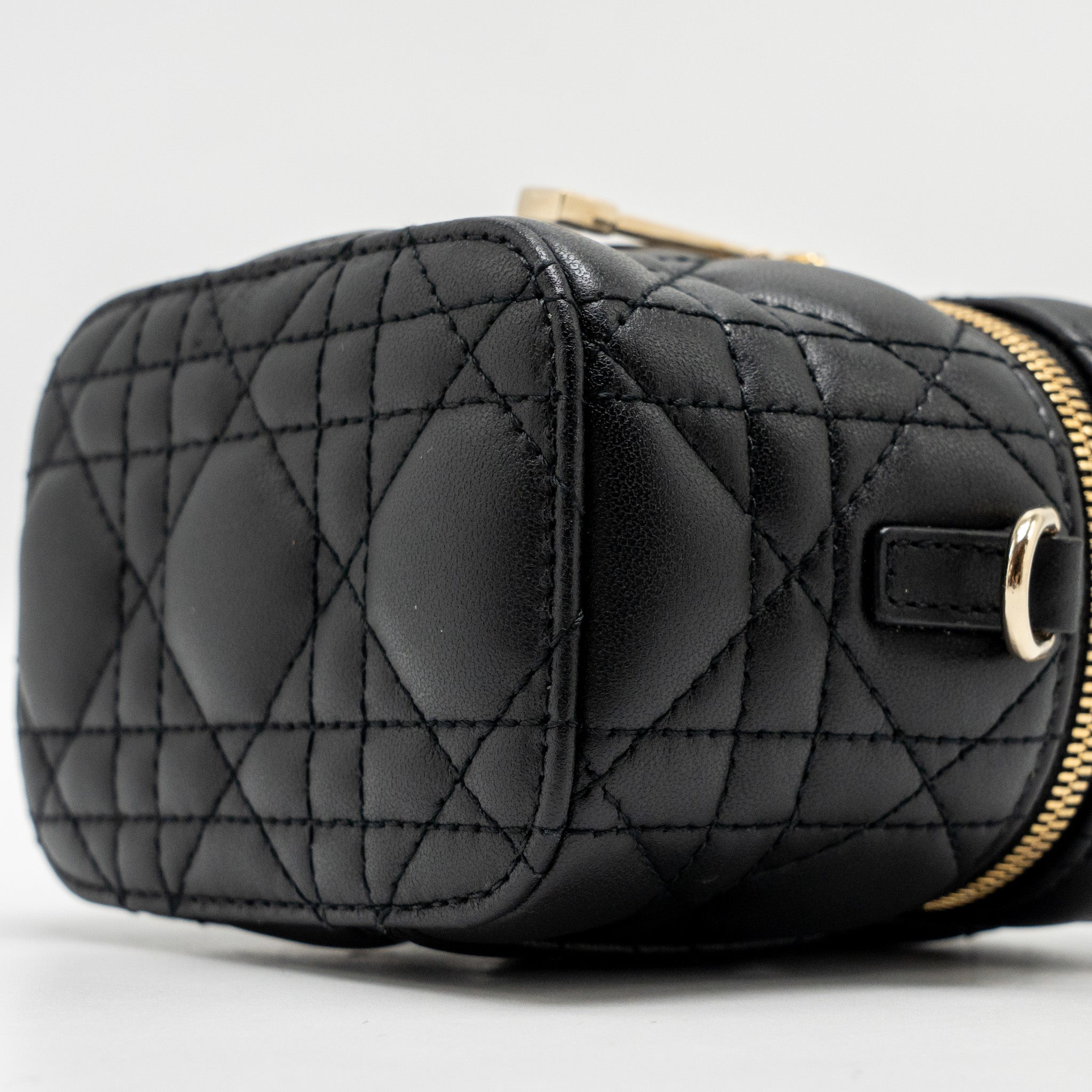DIOR MICRO LADY DIOR VANITY CASE BAG CANNAGE LAMBSKIN BLACK LGHW