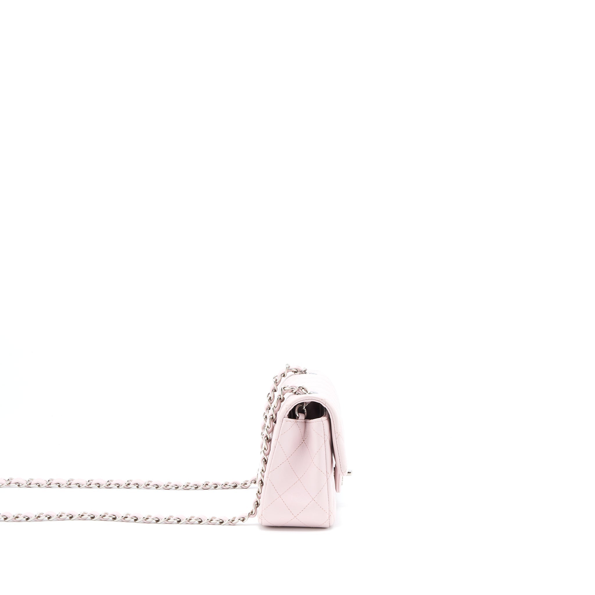 CHANEL MINI RECTANGULAR FLAP BAG LAMBSKIN LIGHT PINK SHW