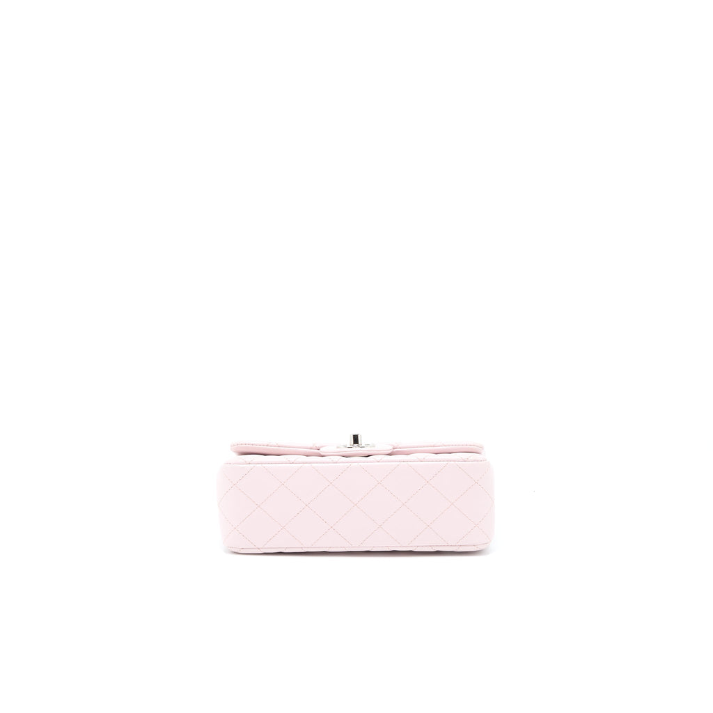 CHANEL MINI RECTANGULAR FLAP BAG LAMBSKIN LIGHT PINK SHW