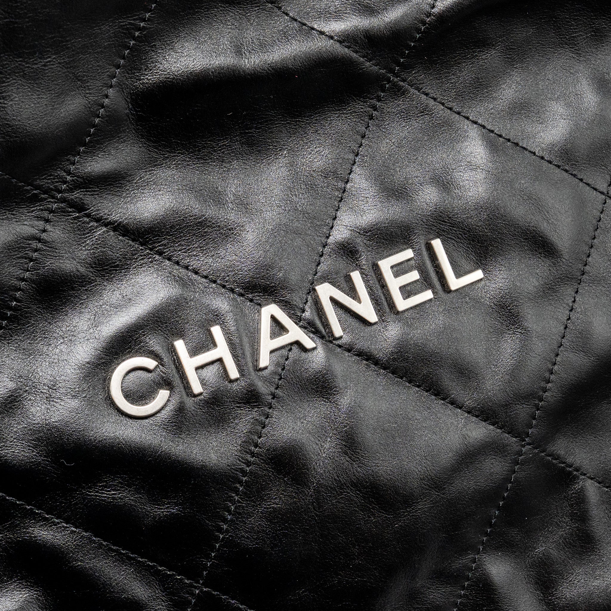 CHANEL SMALL 22 BAG SHINY CALFSKIN BLACK SHW (MICROCHIP)