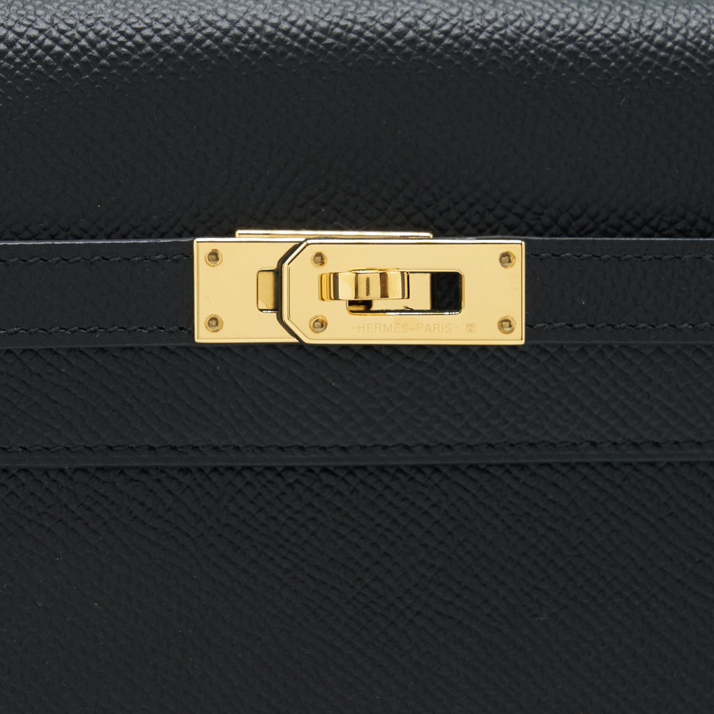 HERMES CLASSIC KELLY LONG WALLET EPSOM BLACK GHW