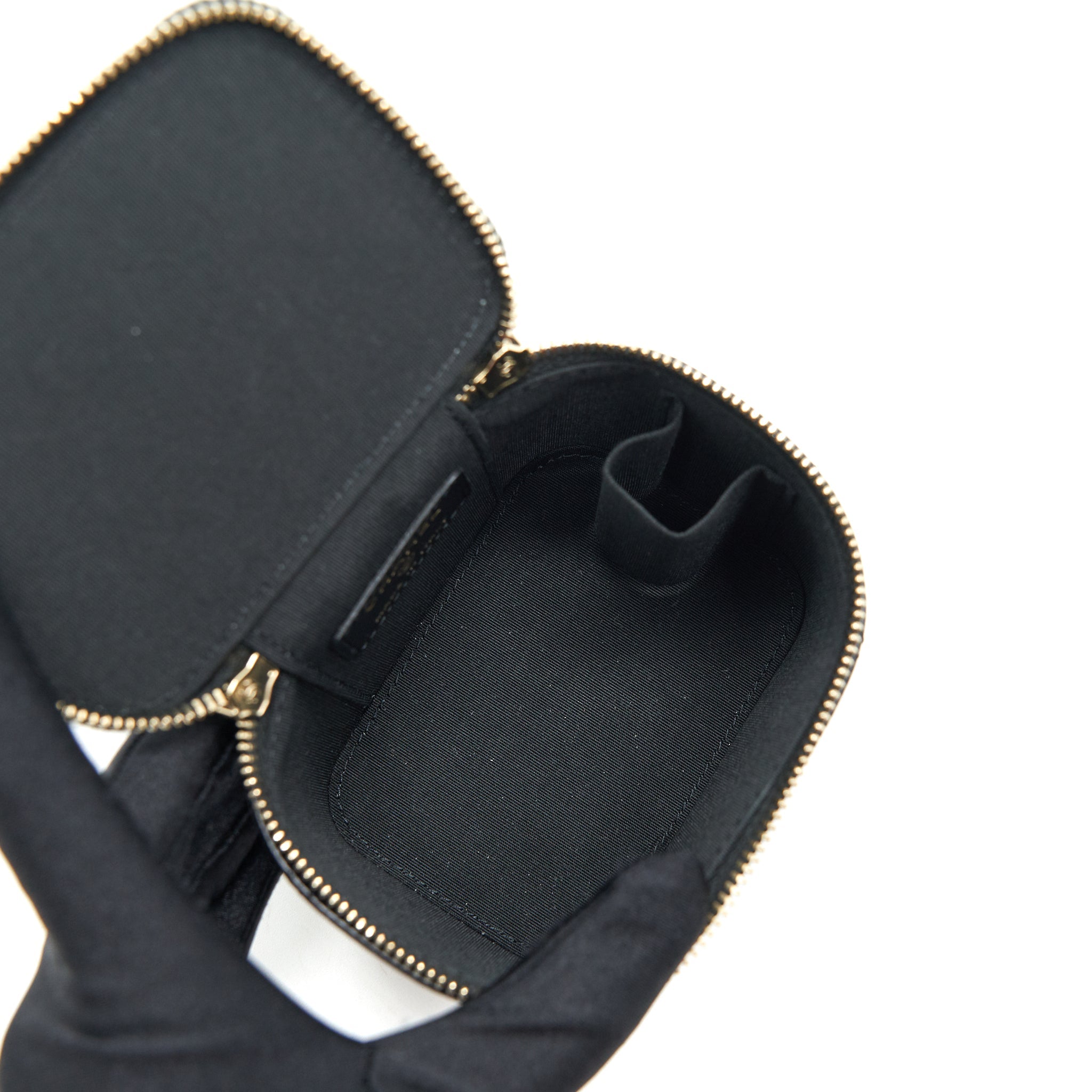 CHANEL SMALL HANDLE VANITY WITH CHAIN  LAMBSKIN BLACK GHW