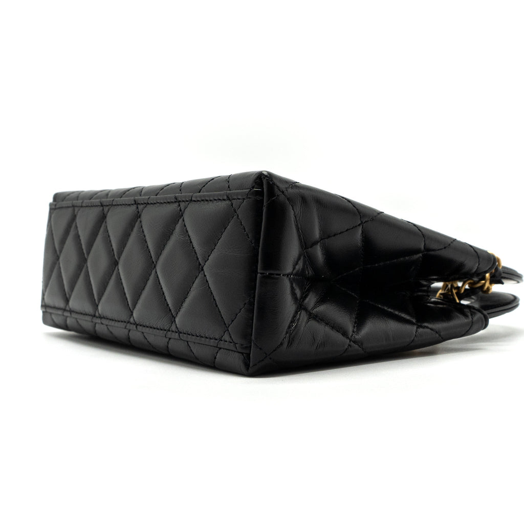 CHANEL 23K MINI SHOPPING BAG CALFSKIN BLACK GHW (MICROCHIP)