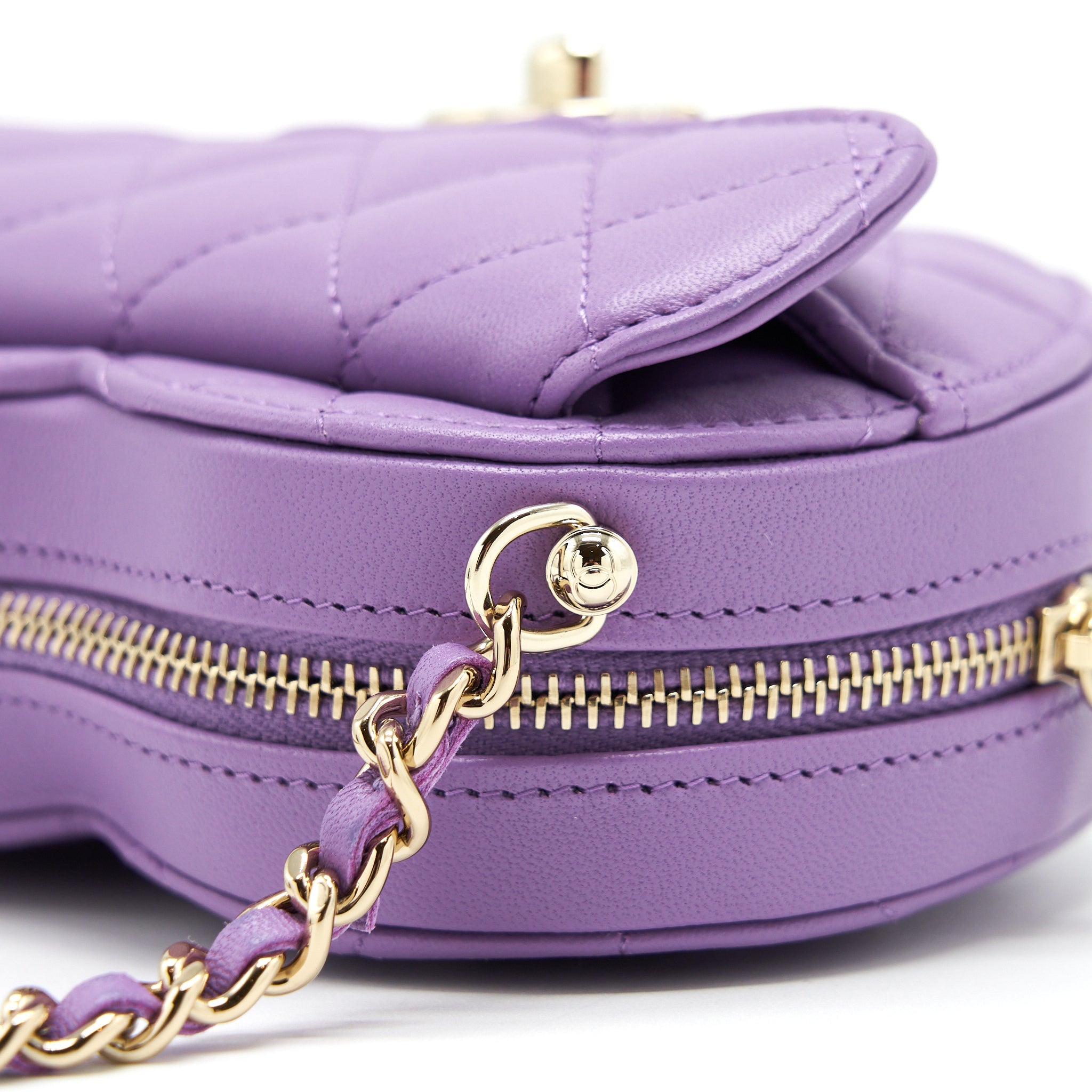 CHANEL 22S SMALL HEART BAG LAMBSKIN PURPLE LGHW