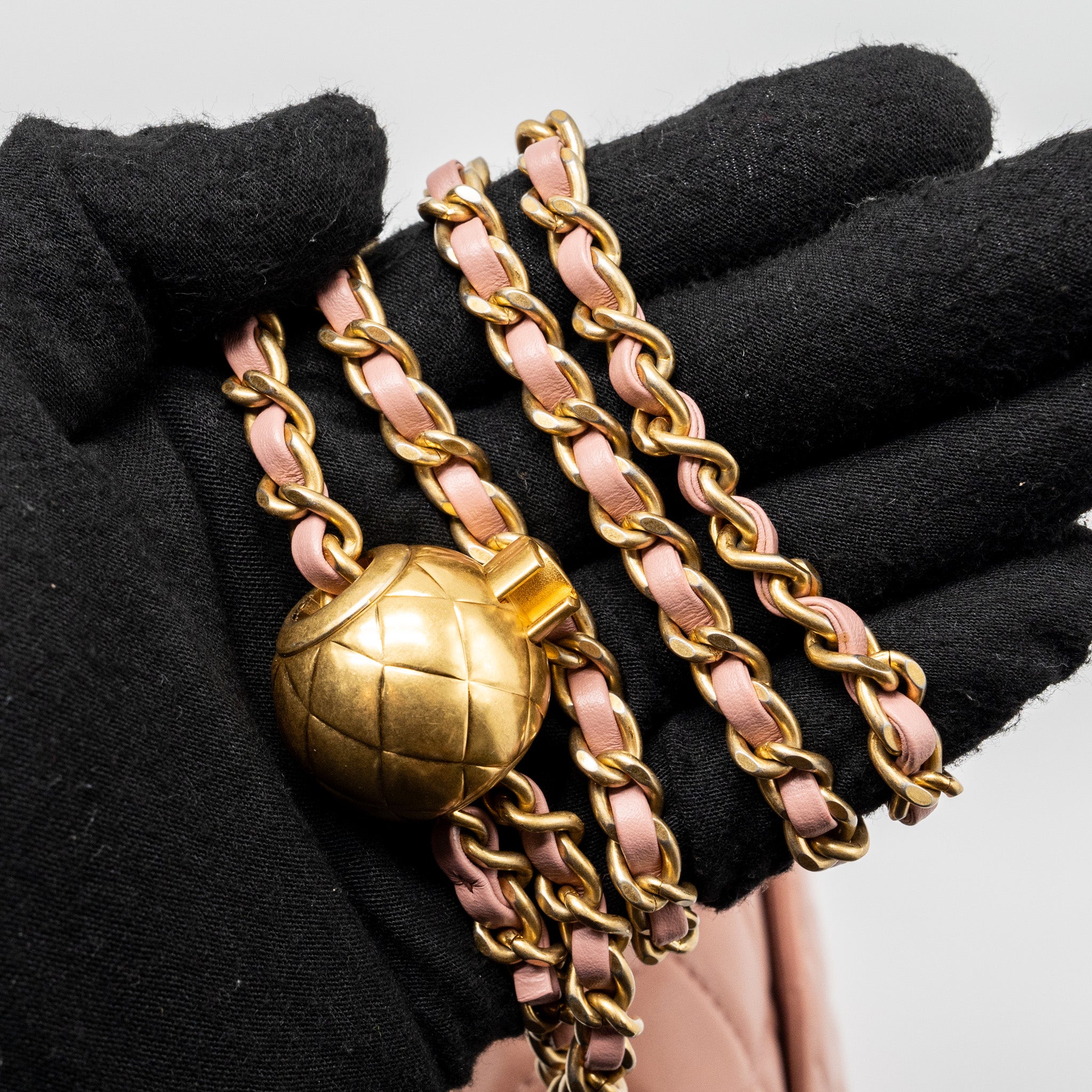 CHANEL PEARL CRUSH MINI SQUARE FLAP BAG LAMBSKIN PINK GHW (MICROCHIP)