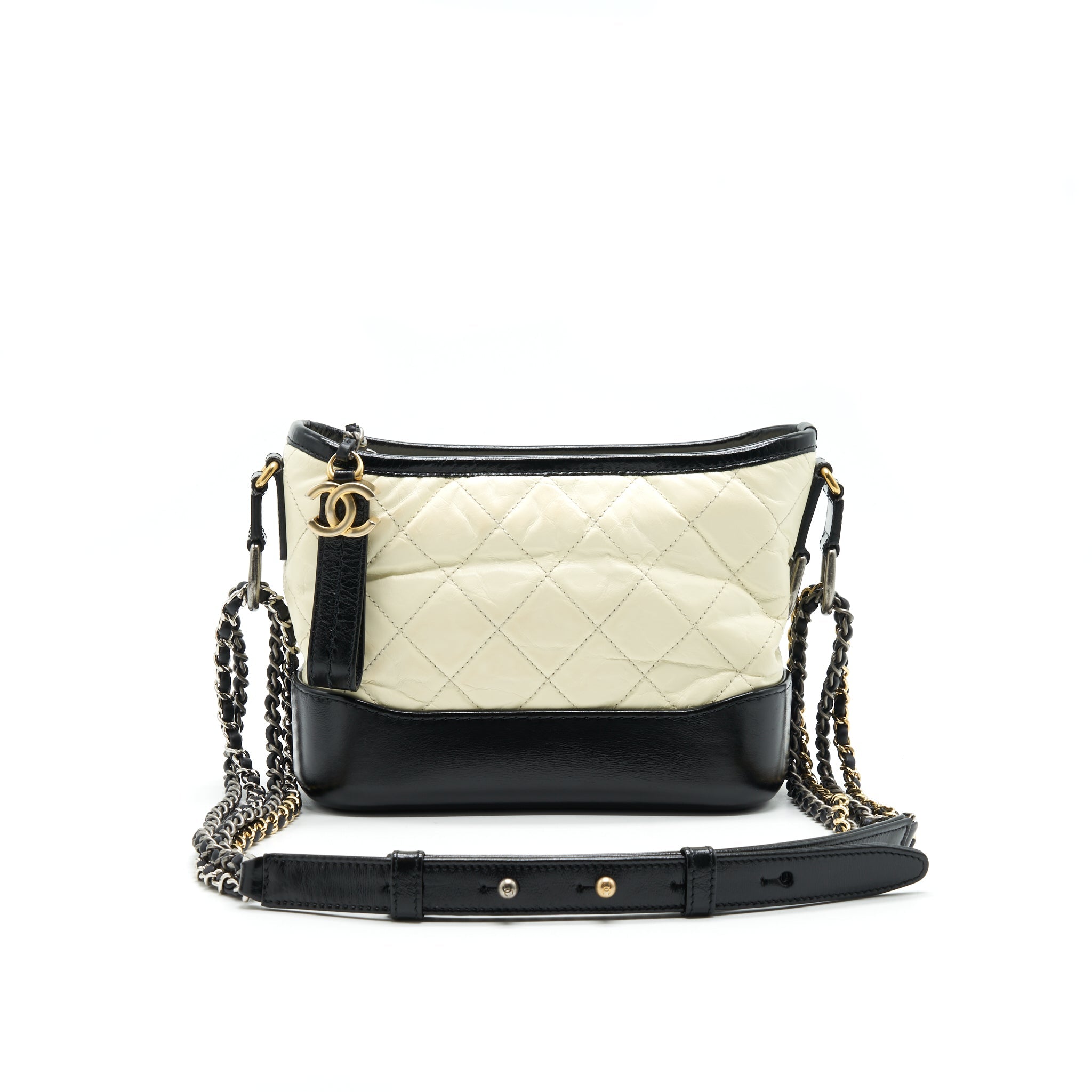 CHANEL SMALL GABRIELLE HOBO BAG BLACK/ WHITE