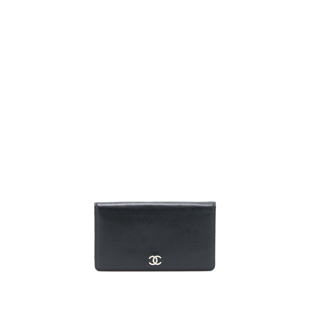 CHANEL CC LOGO LONG WALLET CAVIAR BLACK SHW