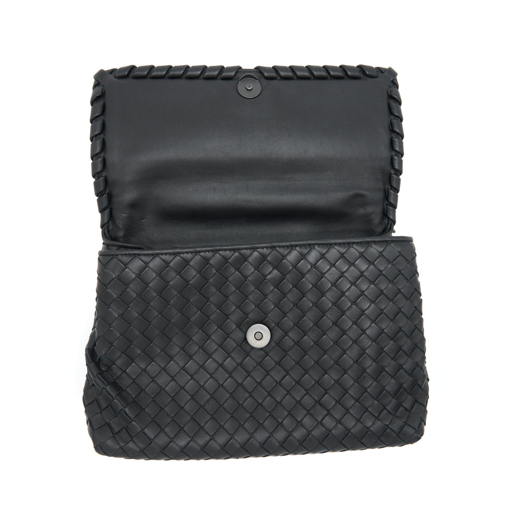 BOTTEGA VENETA OLYMPIA BAG BLACK WITH BLACK HARDWARE