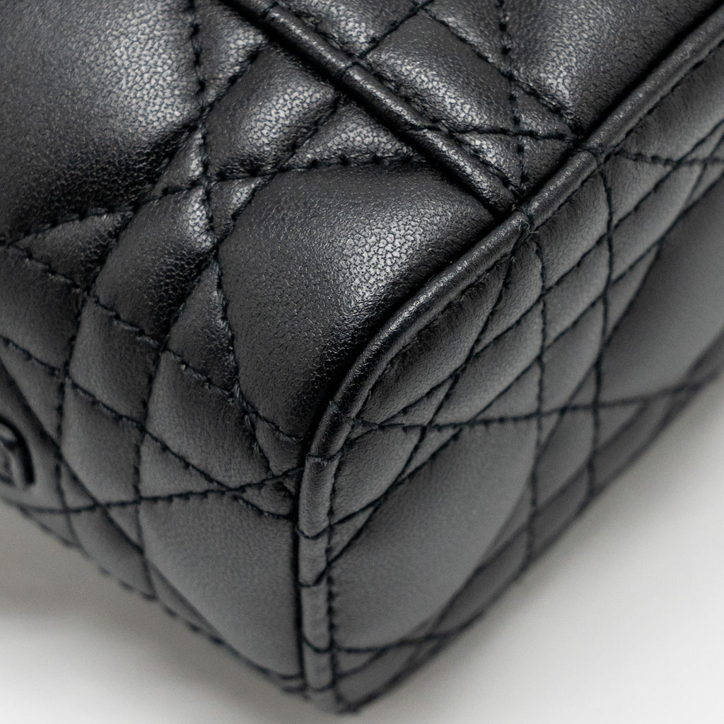 DIOR MICRO LADY DIOR VANITY CASE BAG CANNAGE LAMBSKIN BLACK LGHW