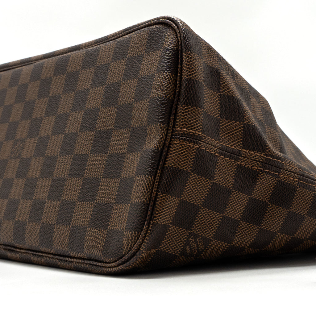 LOUIS VUITTON NEVERFULL MM MONOGRAM DAMIER EBENE CANVAS / ROSE BALLERINA GHW