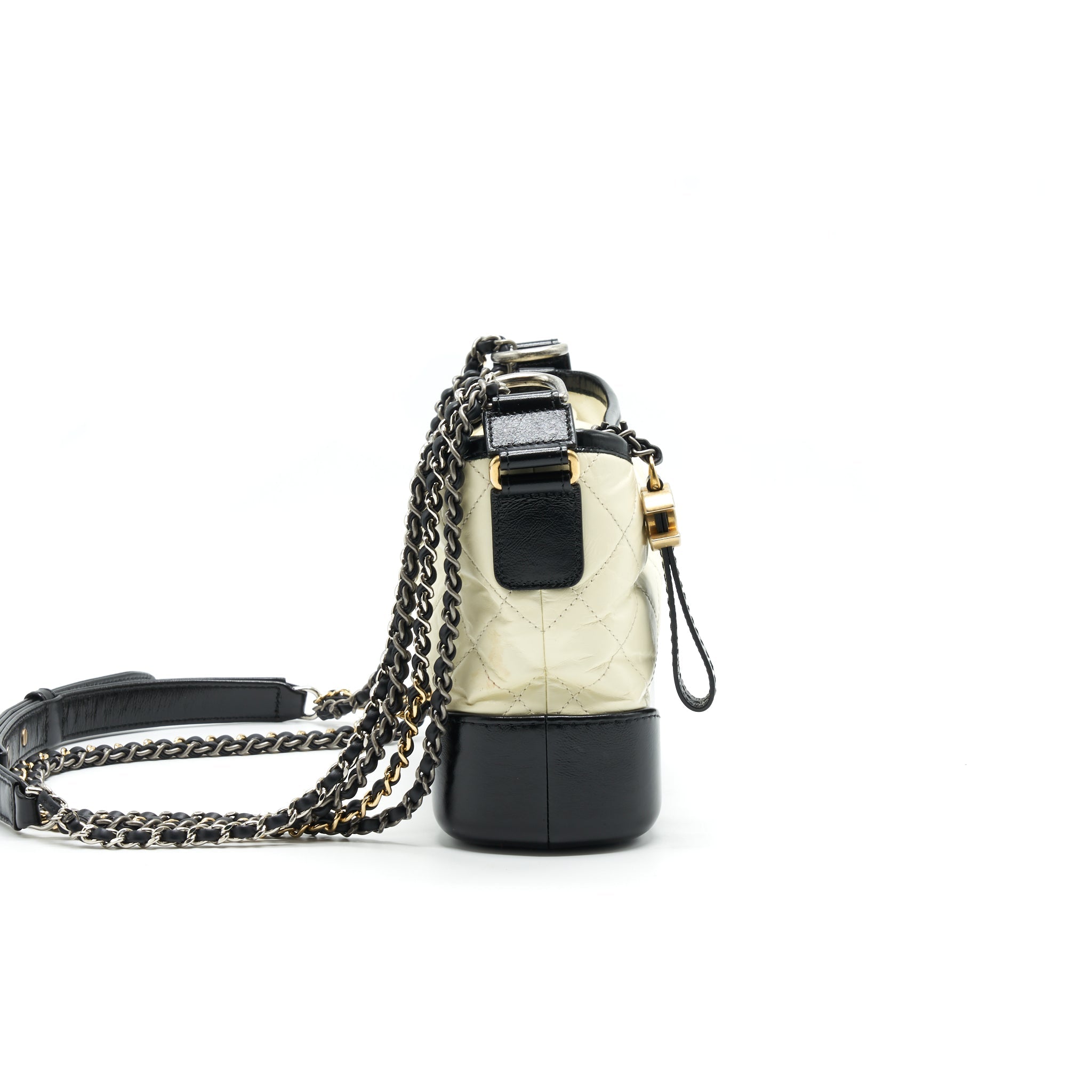 CHANEL SMALL GABRIELLE HOBO BAG BLACK/ WHITE