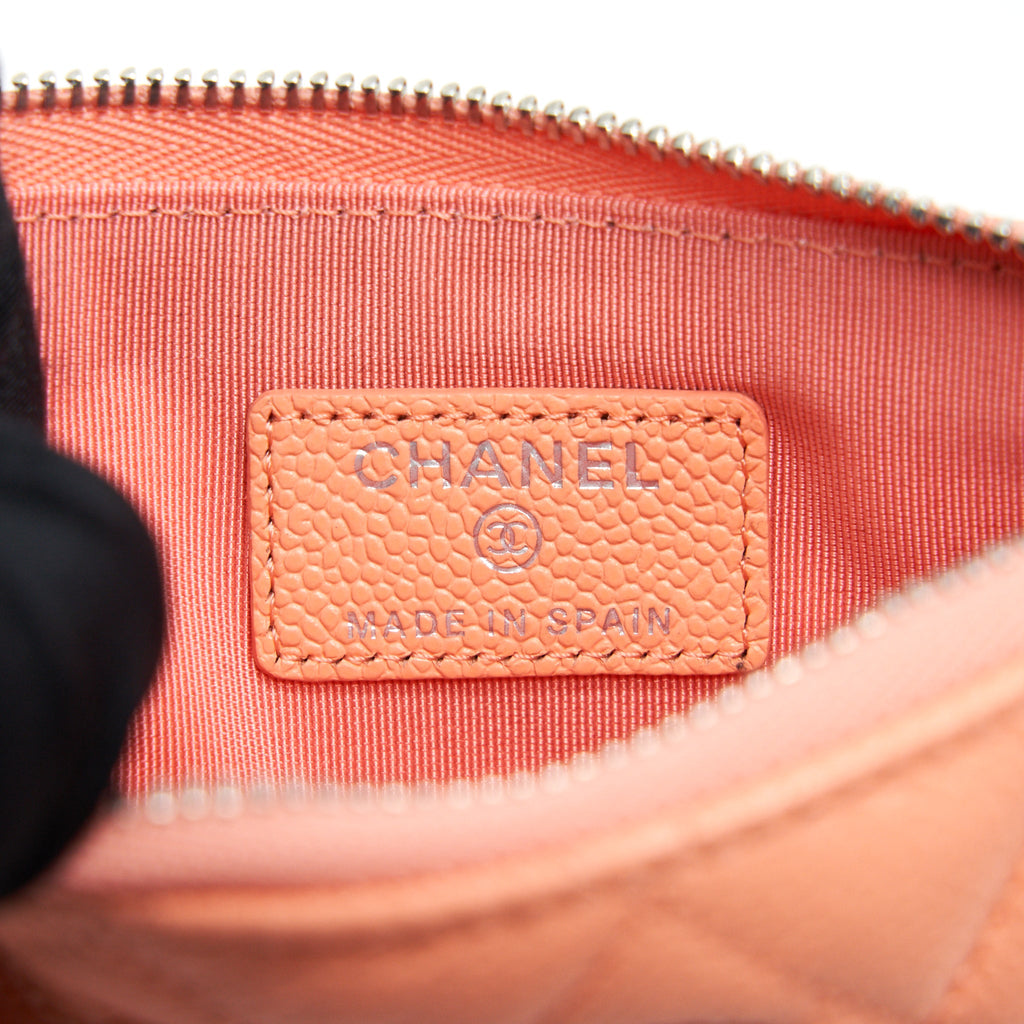 CHANEL MINI OCASE ZIP POUCH CORAL CAVIAR