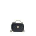 CHANEL 22S TOP HANDLE SMALL VANITY CASE CAVIAR BLACK BRUSHED GHW (MICROCHIP)