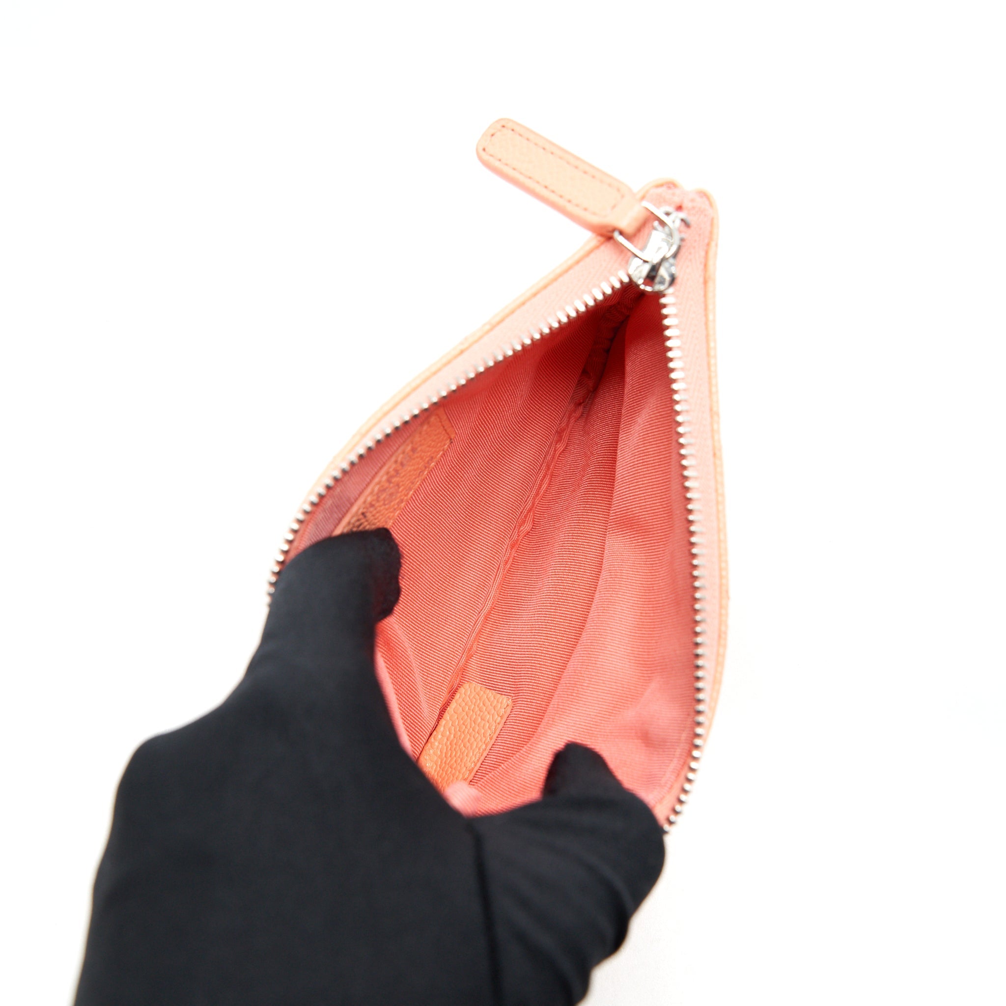 CHANEL MINI OCASE ZIP POUCH CORAL CAVIAR