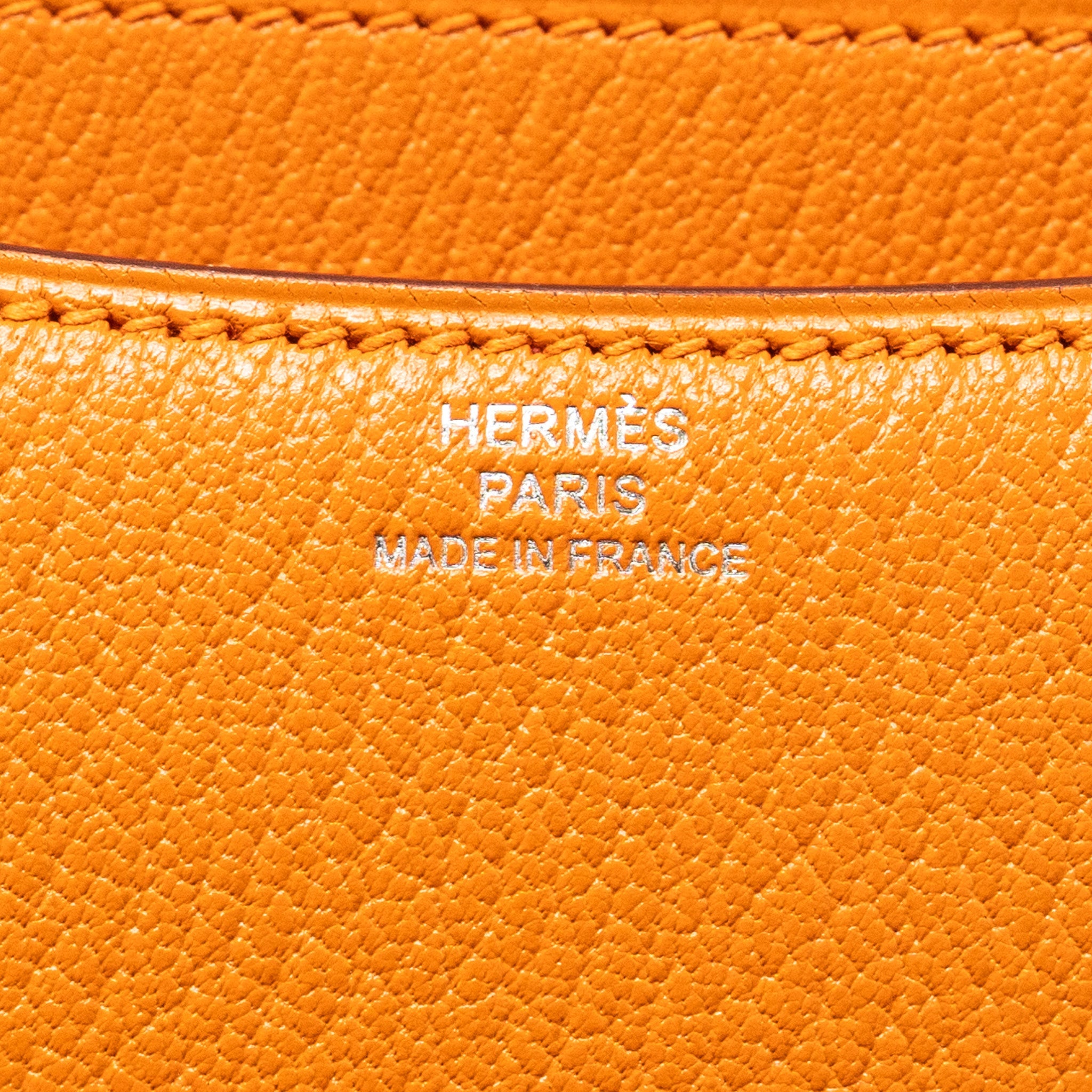 HERMES MINI CONSTANCE CHEVRON MYSORE ORANGE / ROSE AZALEE SHW