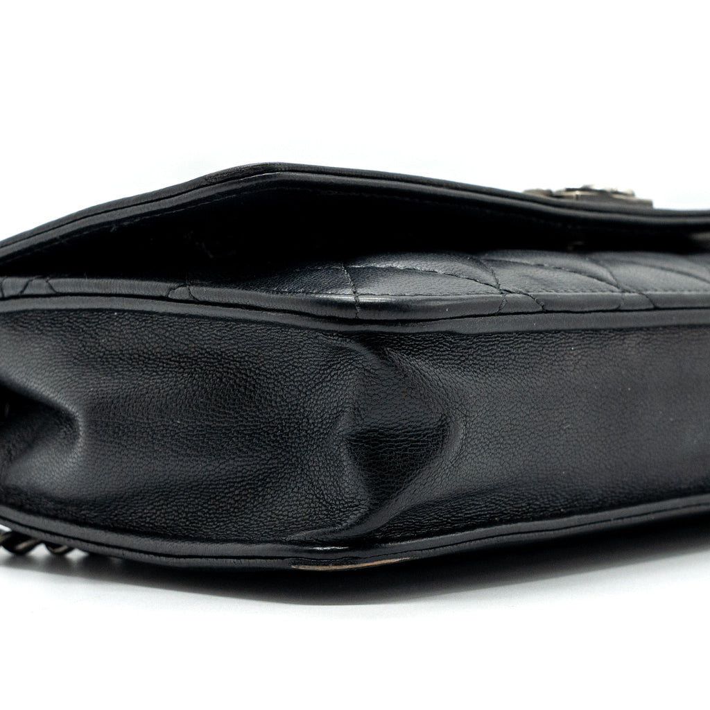 CHANEL BOY WALLET ON CHAIN LAMBSKIN BLACK RUTHENIUM HARDWARE