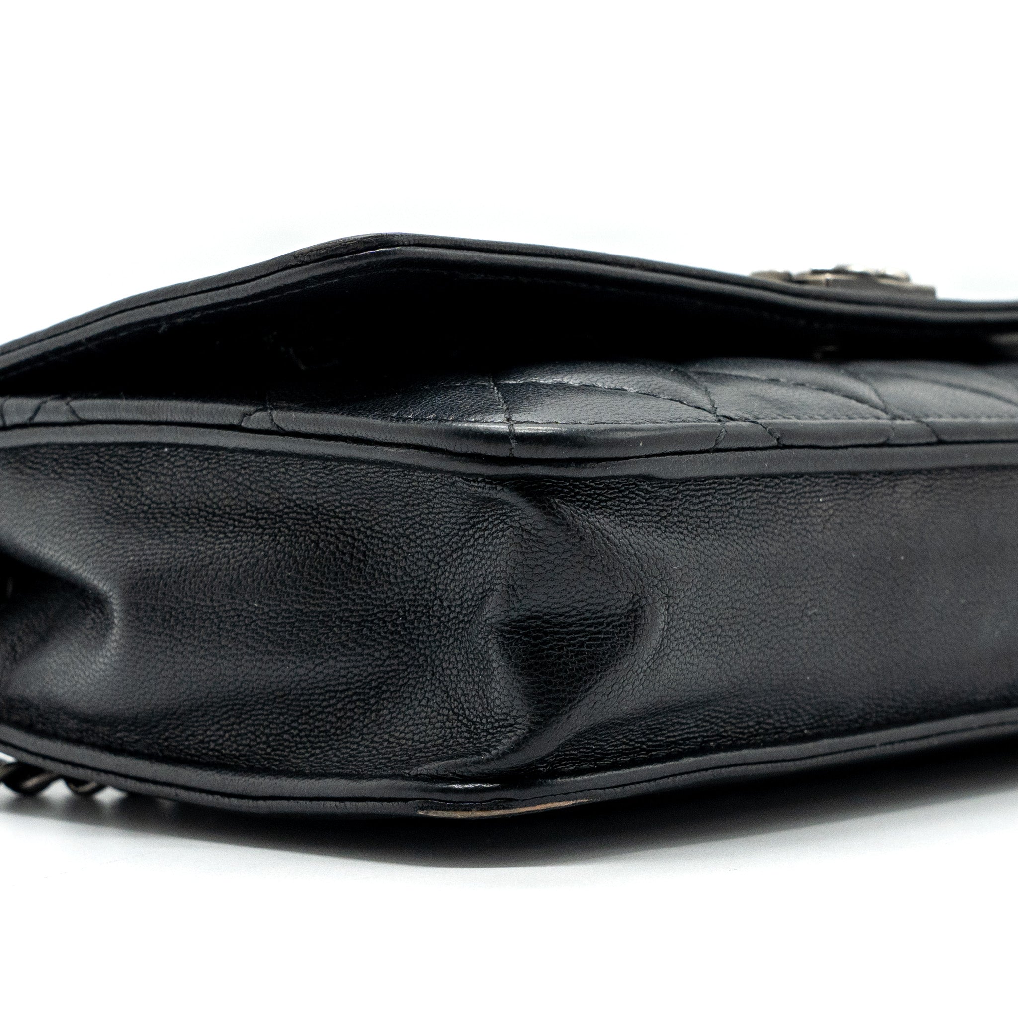 CHANEL BOY WALLET ON CHAIN LAMBSKIN BLACK RUTHENIUM HARDWARE