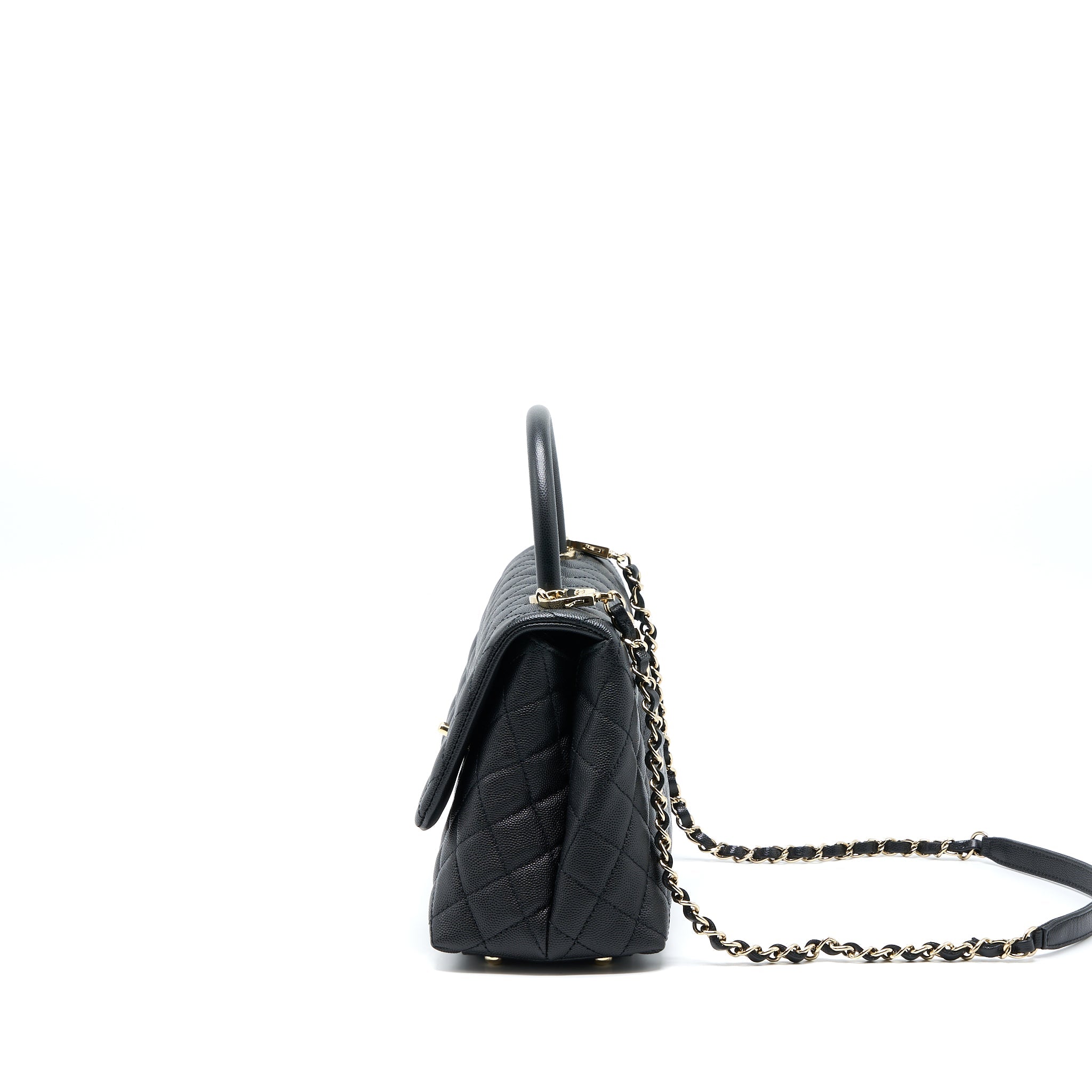 CHANEL MEDIUM COCO HANDLE CAVIAR BLACK LGHW