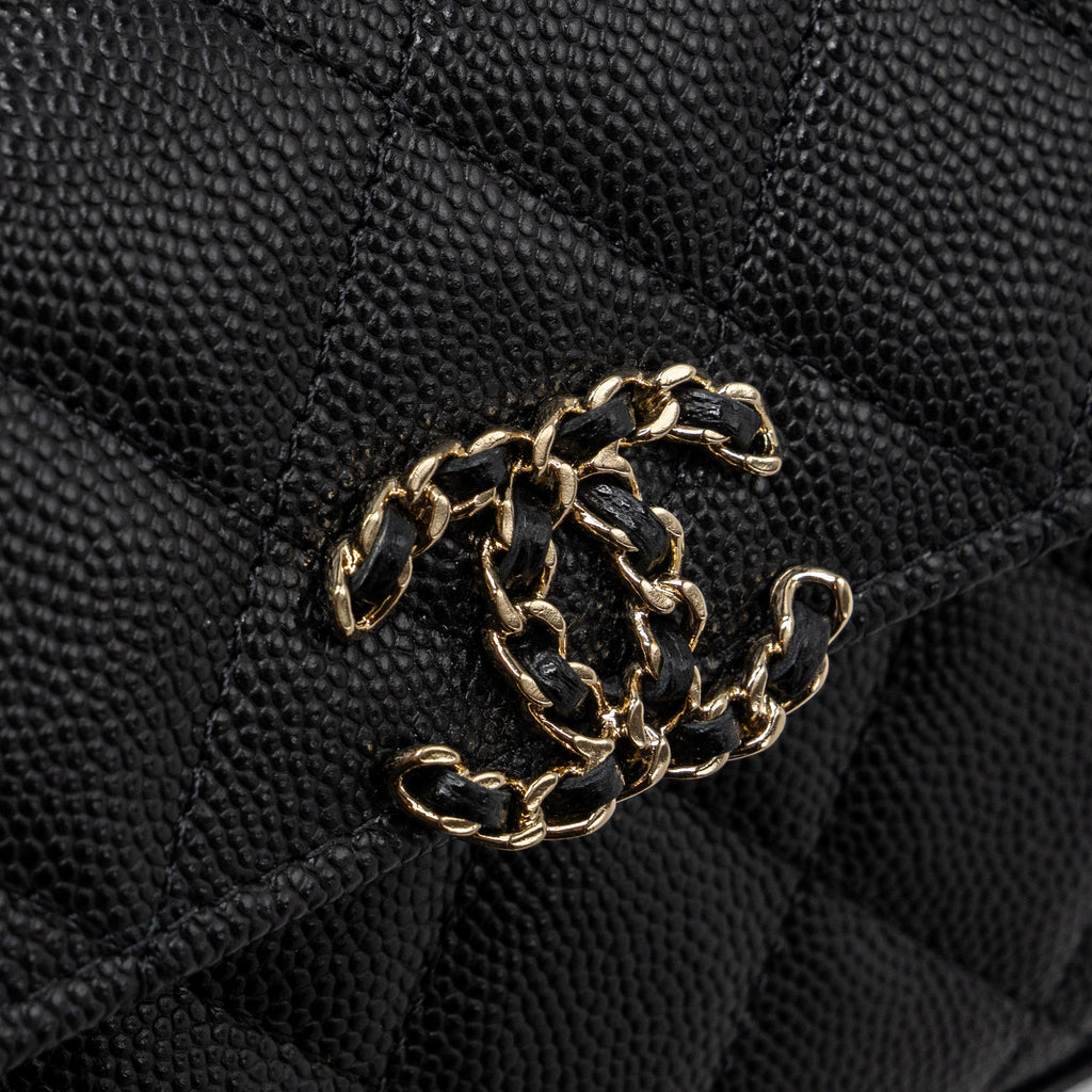 CHANEL TOP HANDLE MINI FLAP BAG WITH CHAIN CAVIAR BLACK LGHW (MICROCHIP)