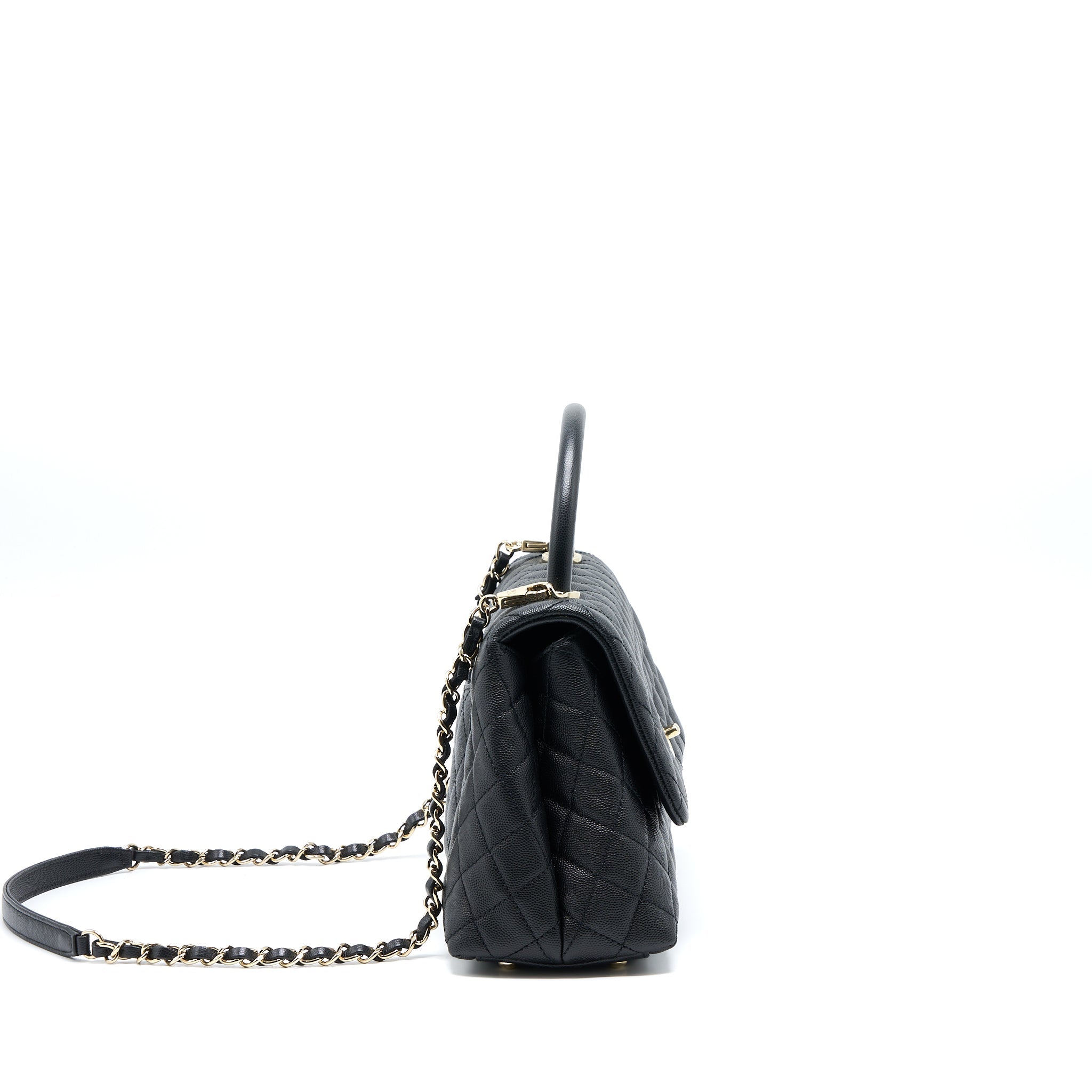 CHANEL MEDIUM COCO HANDLE CAVIAR BLACK LGHW