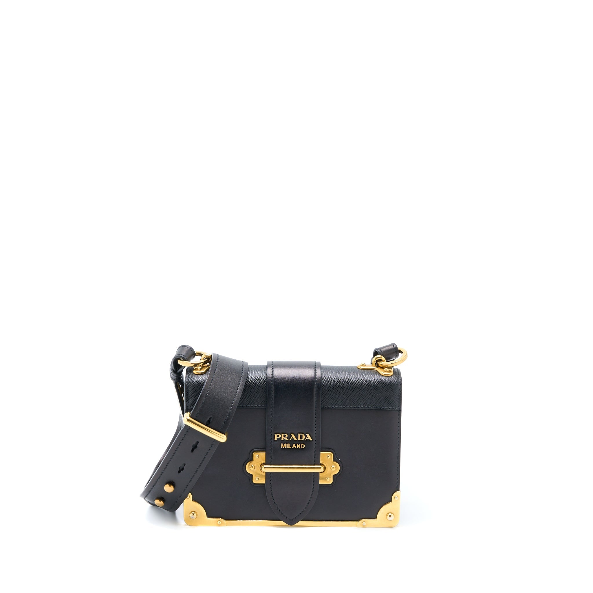 PRADA CAHIER CROSSBODY BAG LEATHER BLACK GHW