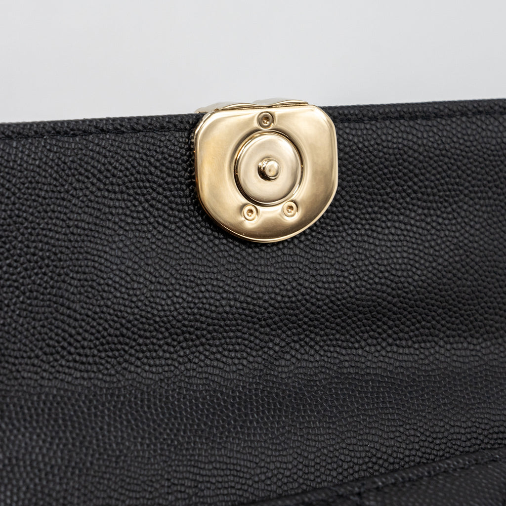 CHANEL TOP HANDLE MINI FLAP BAG WITH CHAIN CAVIAR BLACK LGHW (MICROCHIP)