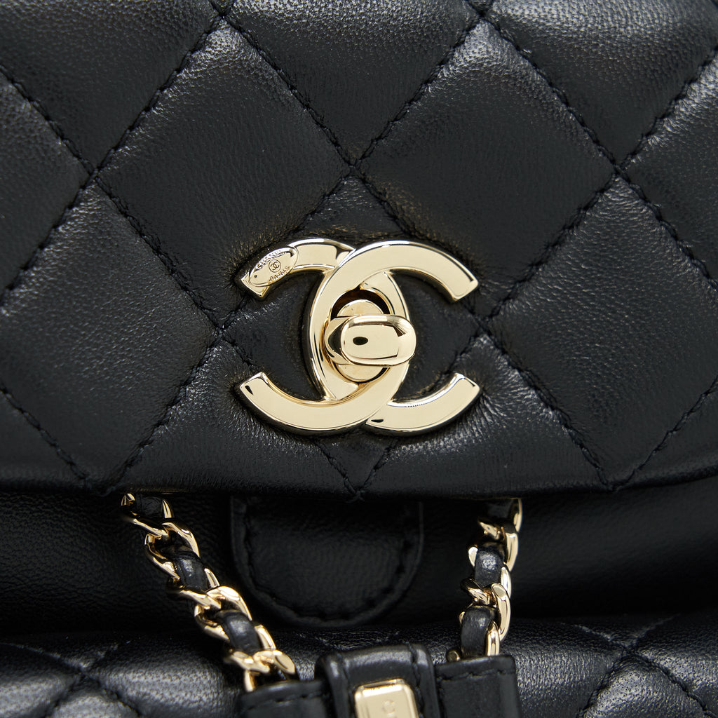 CHANEL DUMA MINI BACKPACK LAMBSKIN BLACK LGHW(MICROCHIP)