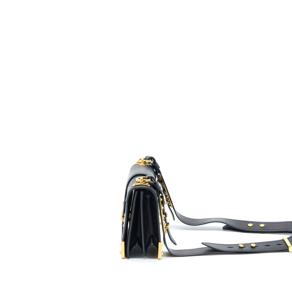 PRADA CAHIER CROSSBODY BAG LEATHER BLACK GHW