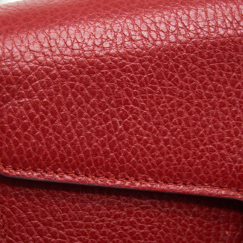 GUCCI DIONYSUS LEATHER MINI CHAIN RED BAG GOLD AND SILVER HARDWARE