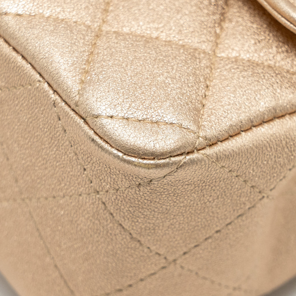 CHANEL MINI RECTANGULAR FLAP BAG LAMBSKIN METALLIC GOLD LGHW