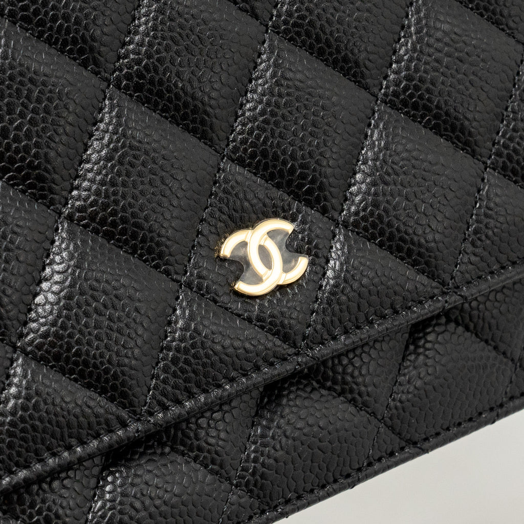 CHANEL CLASSIC WALLET ON CHAIN CAVIAR BLACK GHW (MICROCHIP)