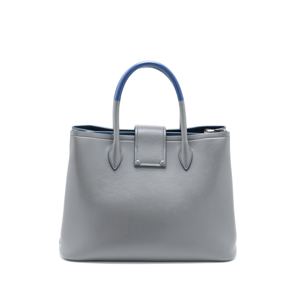 PRADA SHOPPING TOTE BAG SOFT CALFSKIN GREY SHW