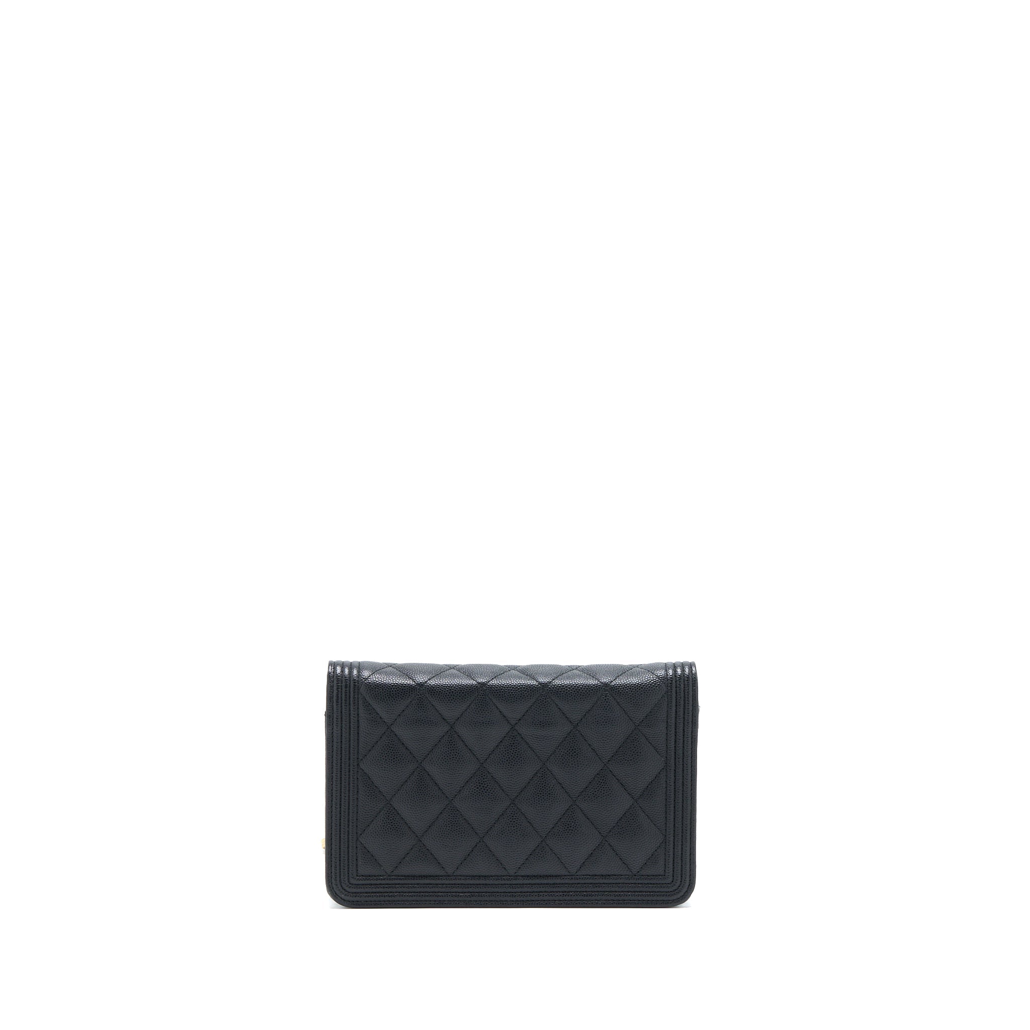 CHANEL CLASSIC BOY WALLET ON CHAIN CAVIAR BLACK GHW
