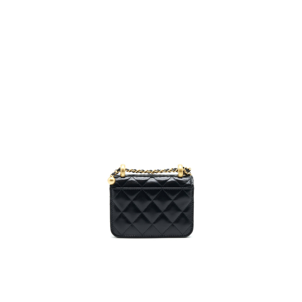 CHANEL 21A FLAP COIN PURSE WITH CHAIN CALFSKIN BLACK GHW