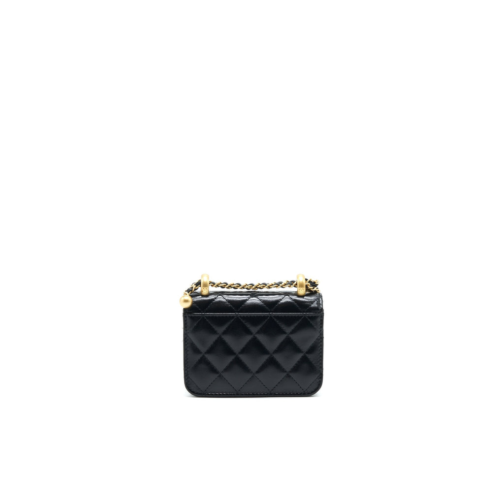CHANEL 21A FLAP COIN PURSE WITH CHAIN BLACK WITH GHW CALFSKIN