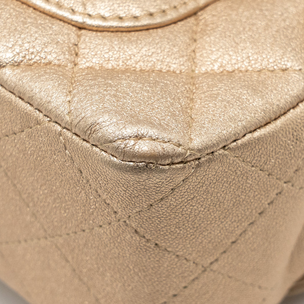 CHANEL MINI RECTANGULAR FLAP BAG LAMBSKIN METALLIC GOLD LGHW