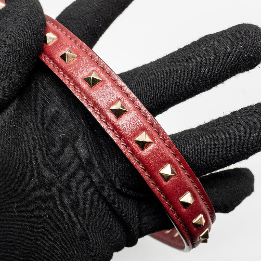 VALENTINO GARAVANI ROCKSTUD FLAP BAG CALFSKIN RED GHW