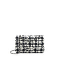 CHANEL VINTAGE MEDIUM CLASSIC FLAP BAG TWEED BLACK AND WHITE SHW