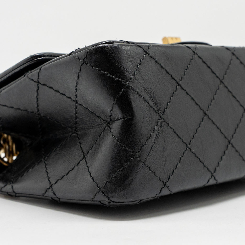 CHANEL MINI 2.55 REISSUE AGED CALFSKIN BLACK GHW