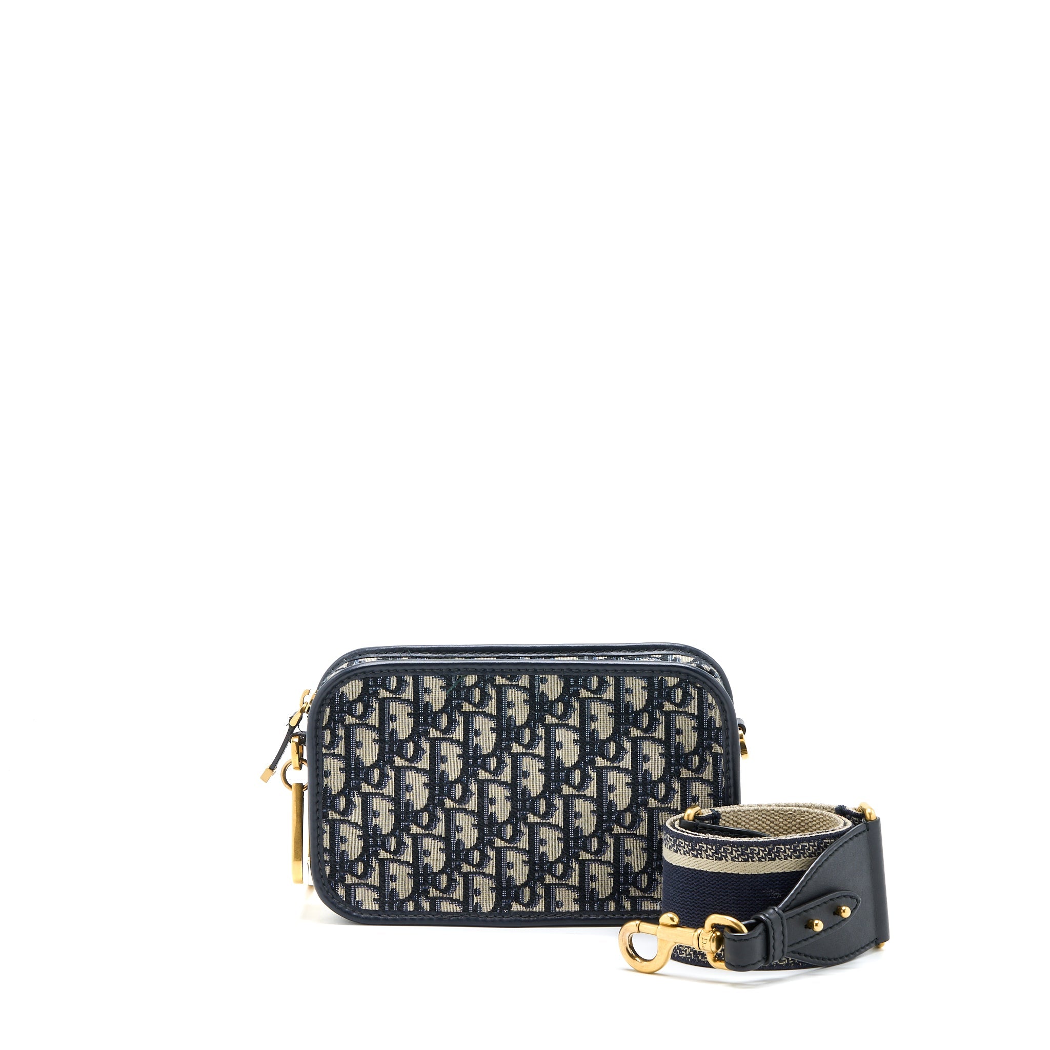 DIOR DIORQUAKE POUCH BLUE OBLIQUE CANVAS WITH AN EXTRA STRAP