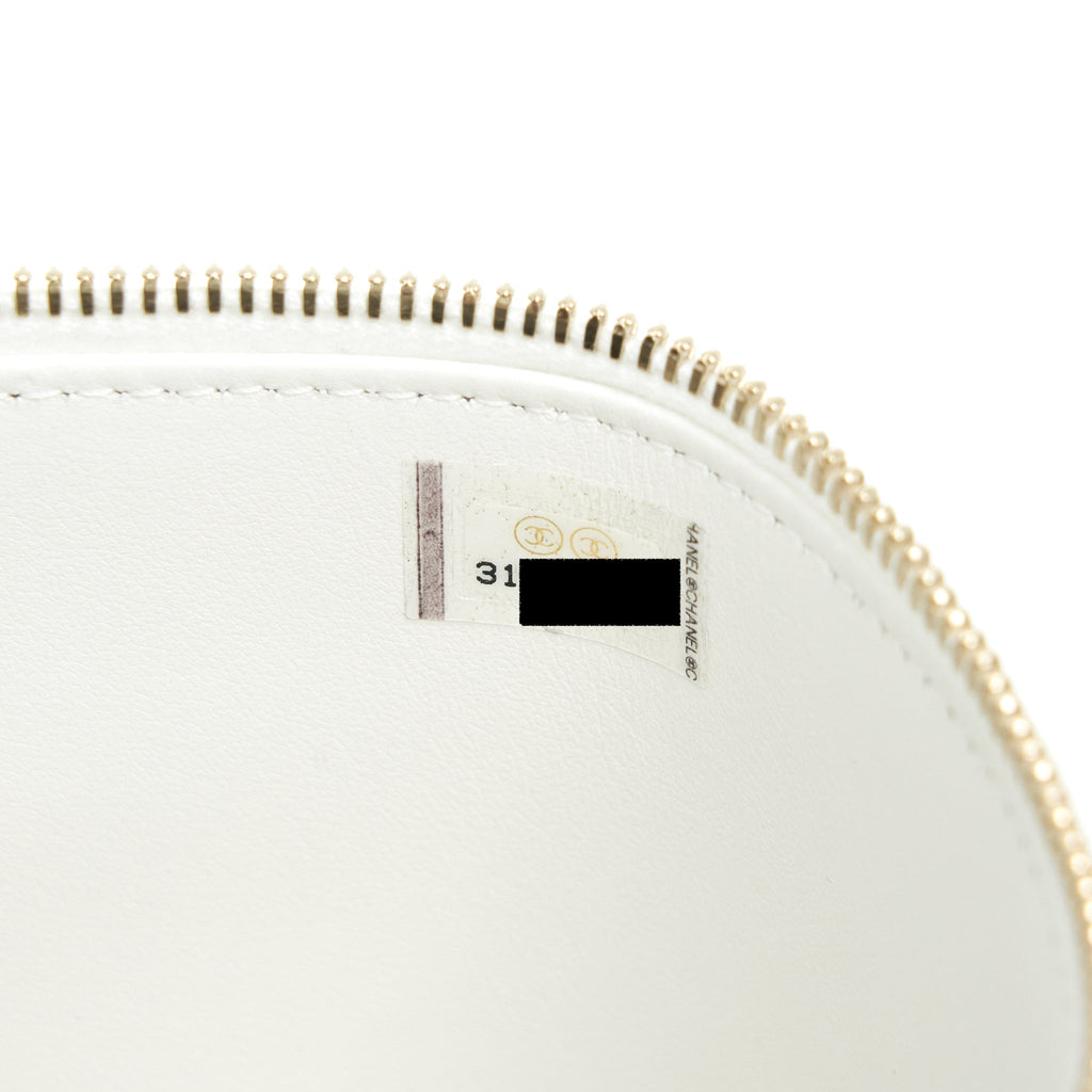 CHANEL 22S LOGO TOP HANDLE LONG VANITY CAVIAR WHITE GHW