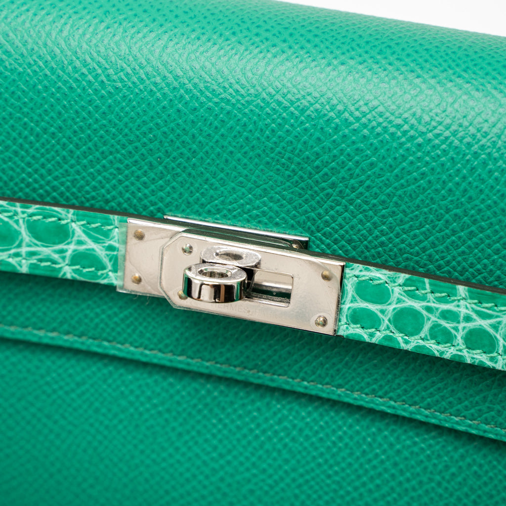 HERMES KELLY TO GO TOUCH EPSOM/ALLIGATOR VERT JADE SHW