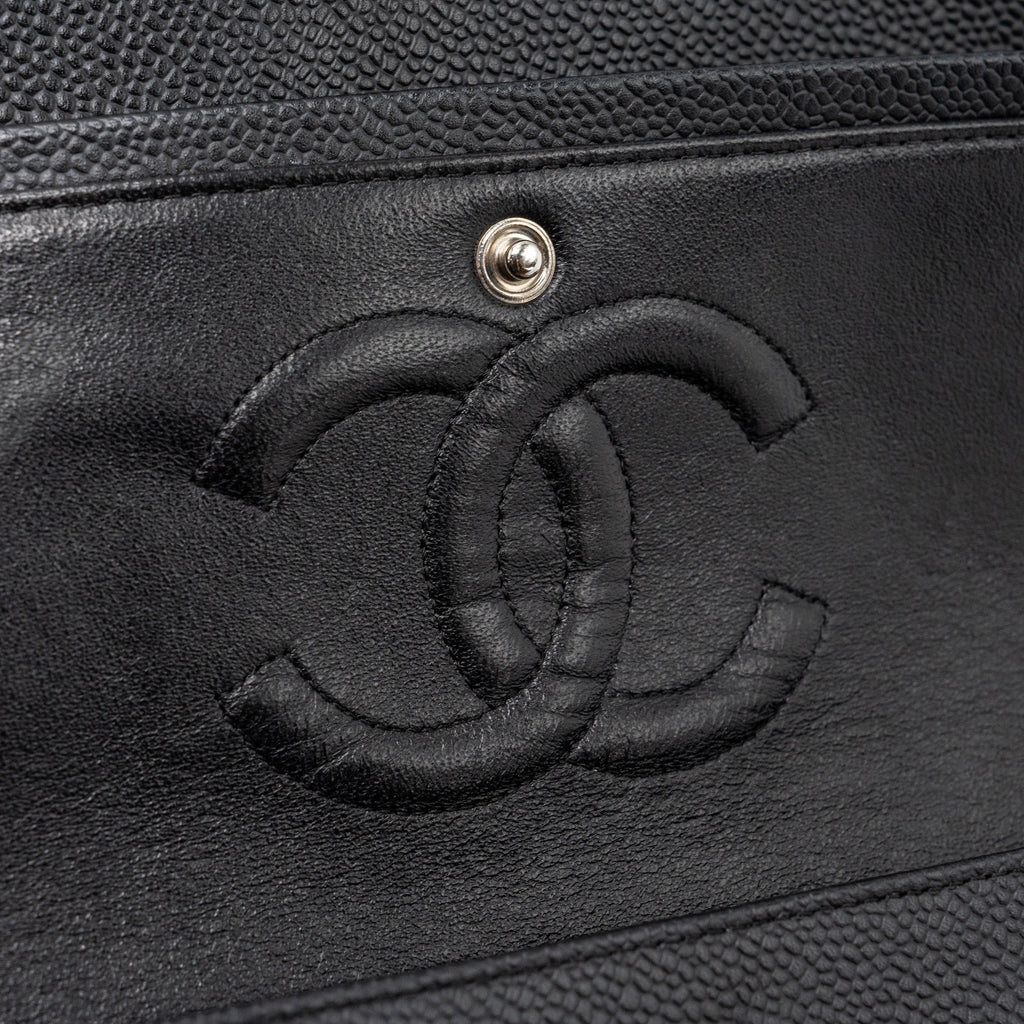 CHANEL MEDIUM CLASSIC DOUBLE FLAP BAG CAVIAR BLACK SHW