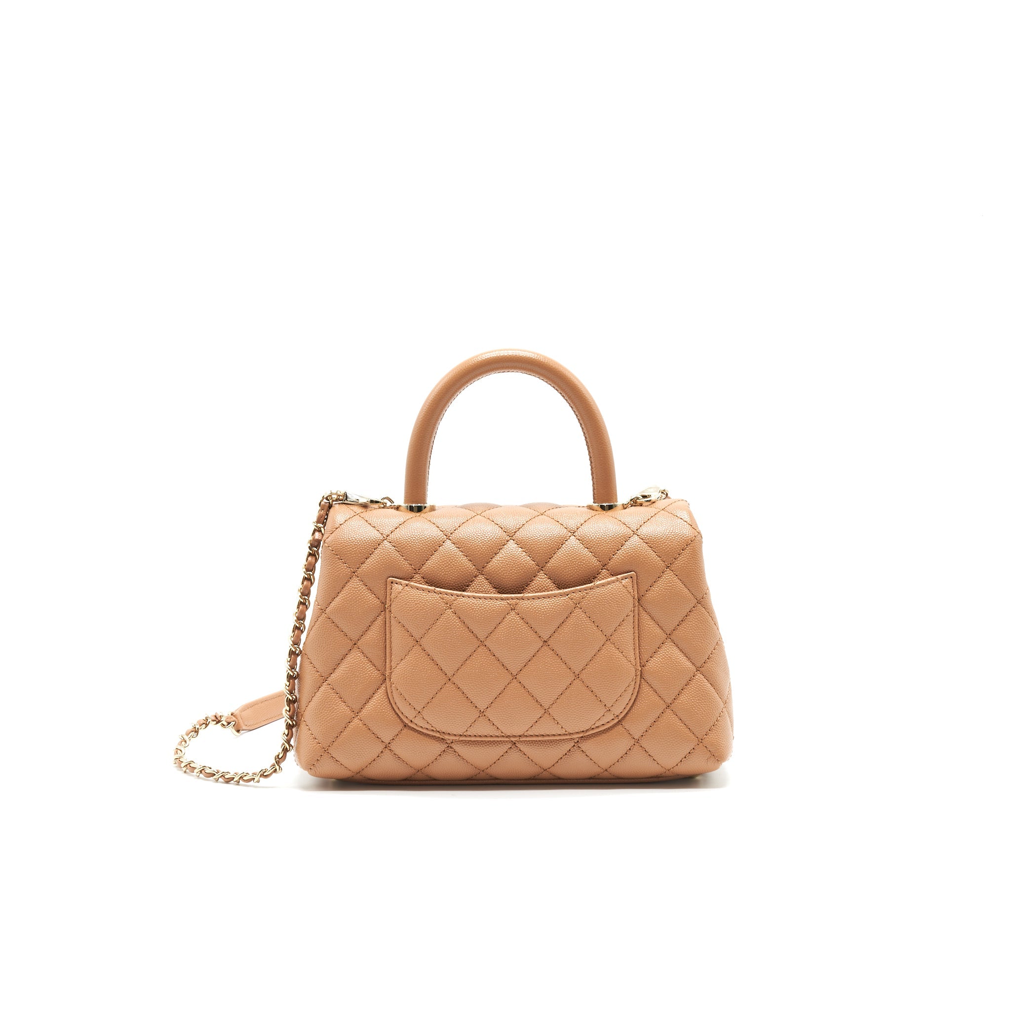 CHANEL MINI COCO HANDLE FLAP BAG 21P CARAMEL LGHW