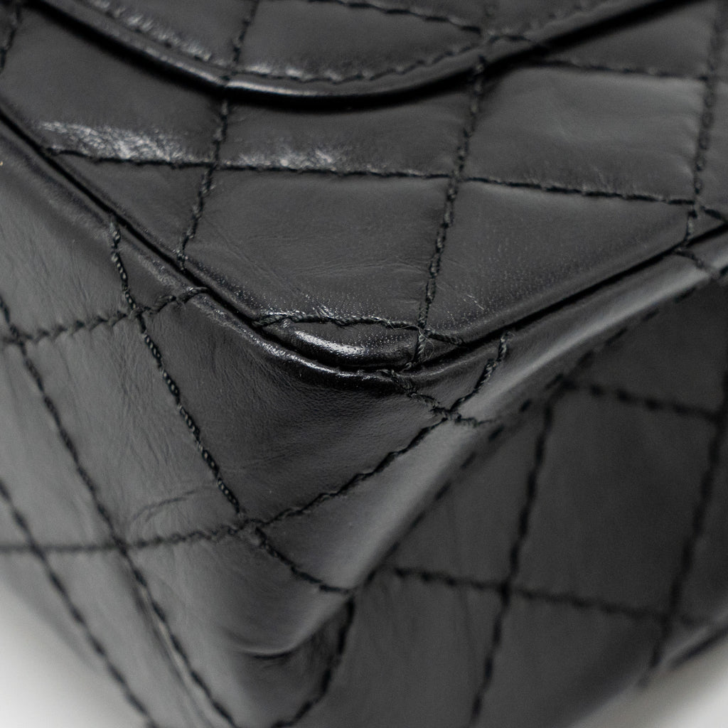CHANEL MINI 2.55 REISSUE AGED CALFSKIN BLACK GHW