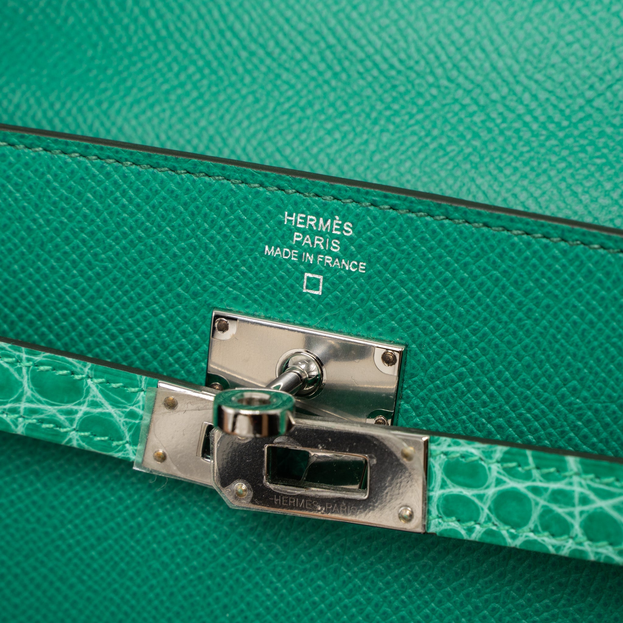 HERMES KELLY TO GO TOUCH EPSOM/ALLIGATOR VERT JADE SHW