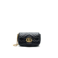 GUCCI GG MARMONT SUPER MINI LEATHER BAG IN BLACK