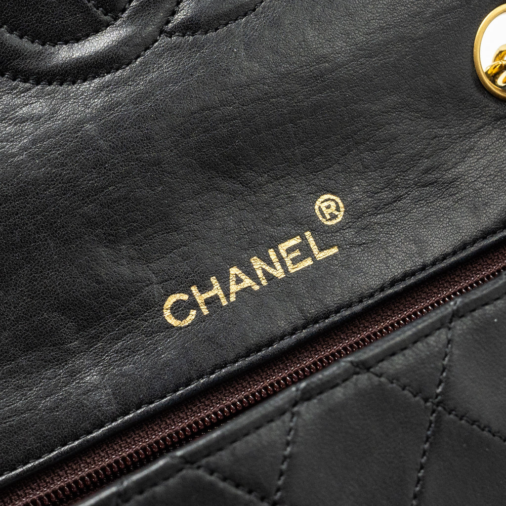 CHANEL VINTAGE MINI SQUARE FLAP BAG LAMBSKIN BLACK GHW