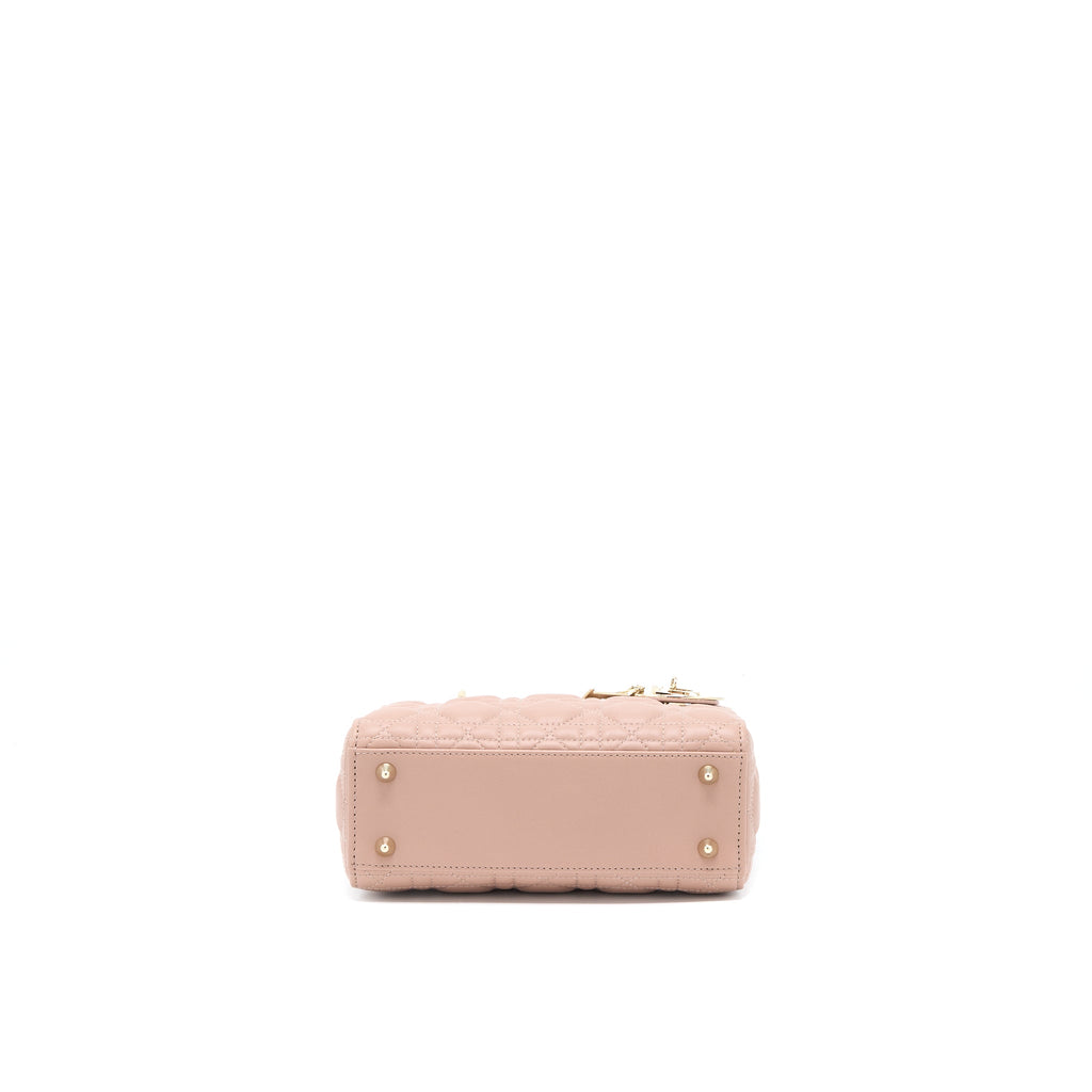 DIOR SMALL LADY DIOR LAMBSKIN LIGHT PINK LGHW